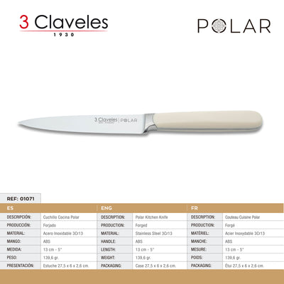 3 Claveles Polar - Cuchillo Cocina Profesional 13 cm Acero Forjado y Mango en ABS