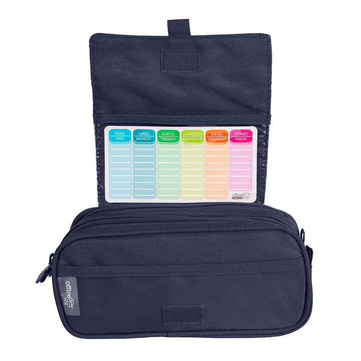 ColePack Eco - Estuche Triple de 3 Cremalleras con Material Escolar Incluido. Azul Marino