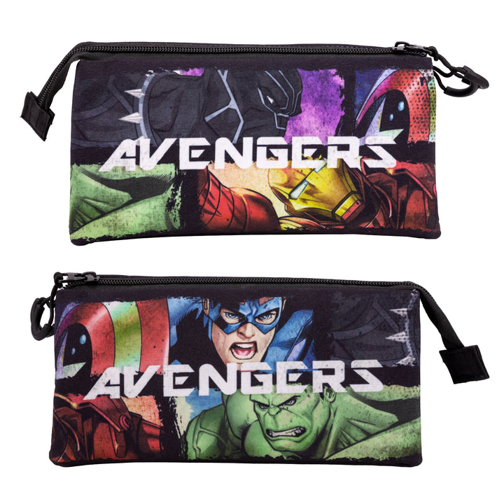 MARVEL Los Vengadores - Estuche Escolar Triple Portatodo con 2 Cremalleras. Superpowers