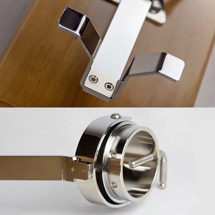 BELLO Teide - Soporte Jamonero Basculante en Fibra Negra y Acero Inoxidable con Cubrejamón