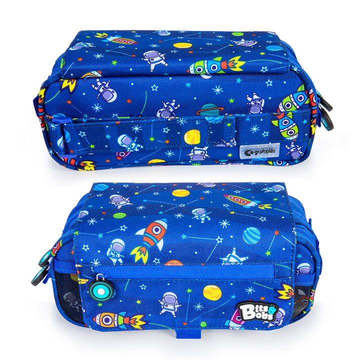 Grafoplás BitsBobs - Estuche Portatodo Triple con Solapa para Material Escolar. Space