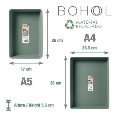 TATAY Bohol - Organizador de Cajones A4 en Plástico Reciclado. Verde Sage