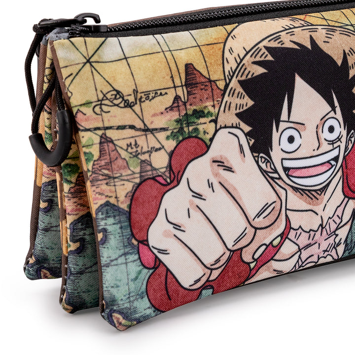 ColePack One Piece - Estuche Triple de 2 Cremalleras con Material Escolar. Map