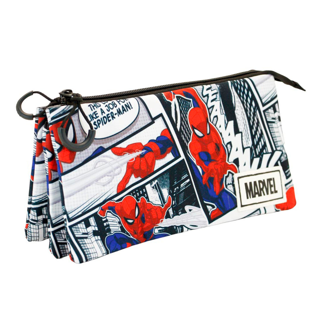 MARVEL Spiderman - Estuche Escolar Triple Portatodo con 2 Cremalleras. Stories