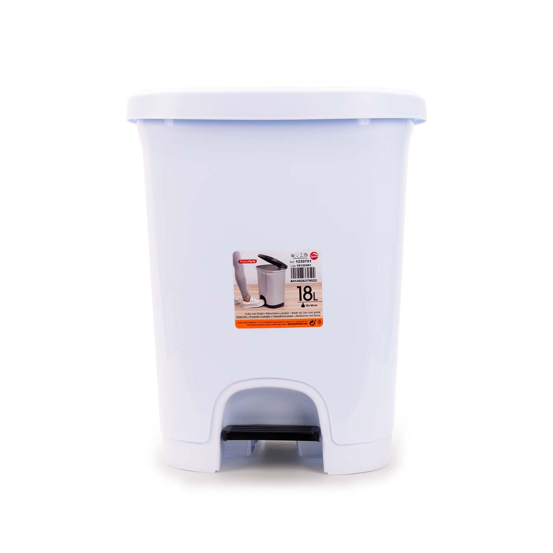 Plastic Forte - Cubo de Basura 18L con Apertura de Pedal. Blanco