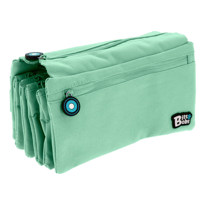 ColePack BitsBobs - Estuche Escolar Cuádruple de 4 Cremalleras y Material Incluido. Mint Soft