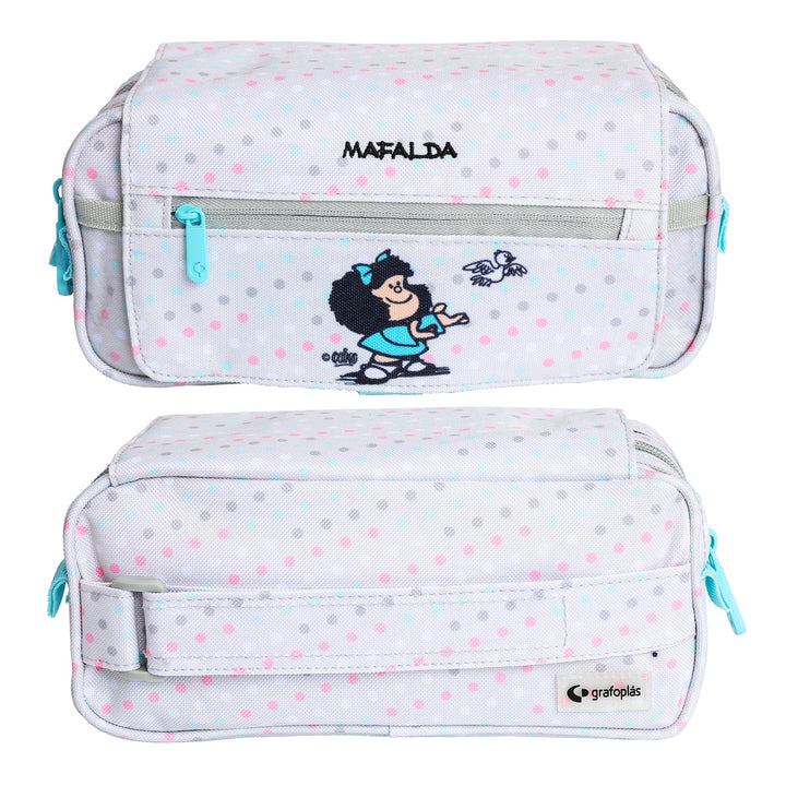 ColePack EcoDes - Estuche Triple de 3 Cremalleras con Material Escolar Incluido. Mafalda Bird