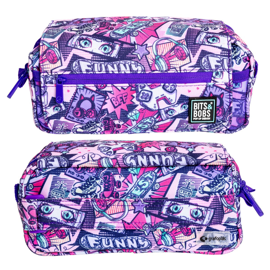 ColePack EcoDes - Estuche Triple de 3 Cremalleras con Material Escolar Incluido. Manga