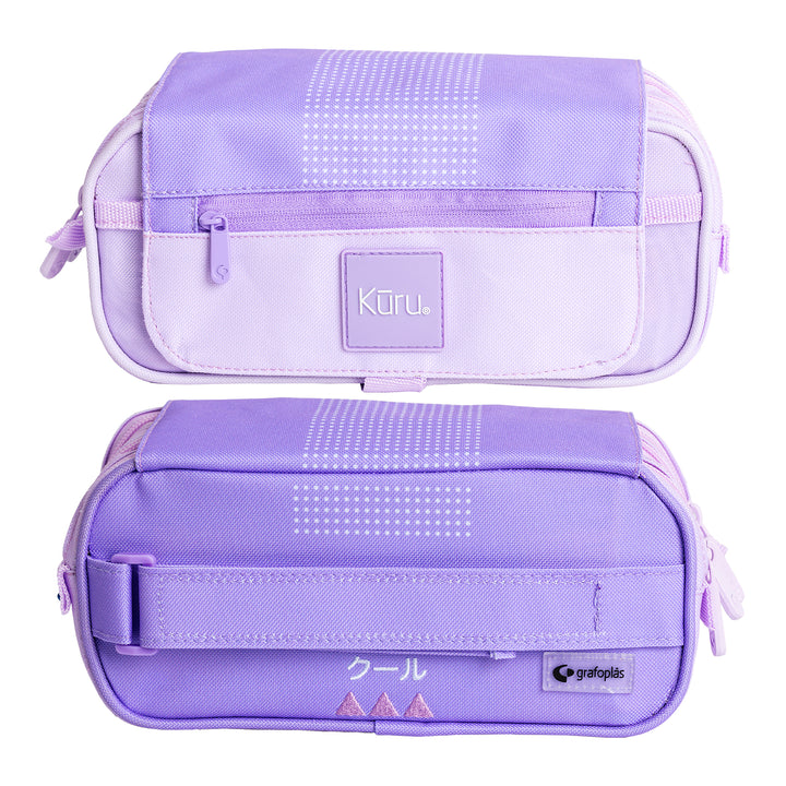 Grafoplás Kuru24 - Estuche Portatodo Triple con Solapa para Material Escolar. Lavanda