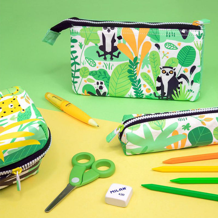 MILAN Hide & Seek - Estuche Escolar Portatodo de 5 Compartimentos. Verde Lémur