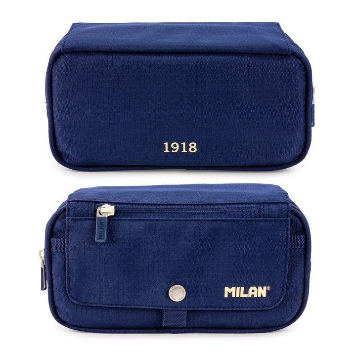 ColePack ECO Milan - Estuche Triple de 3 Cremalleras y Material Escolar Incluido. Azul 1918