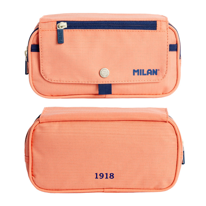 Milan 1918 - Estuche Portatodo Triple con Cuatro Cremalleras para Material Escolar. Rosa