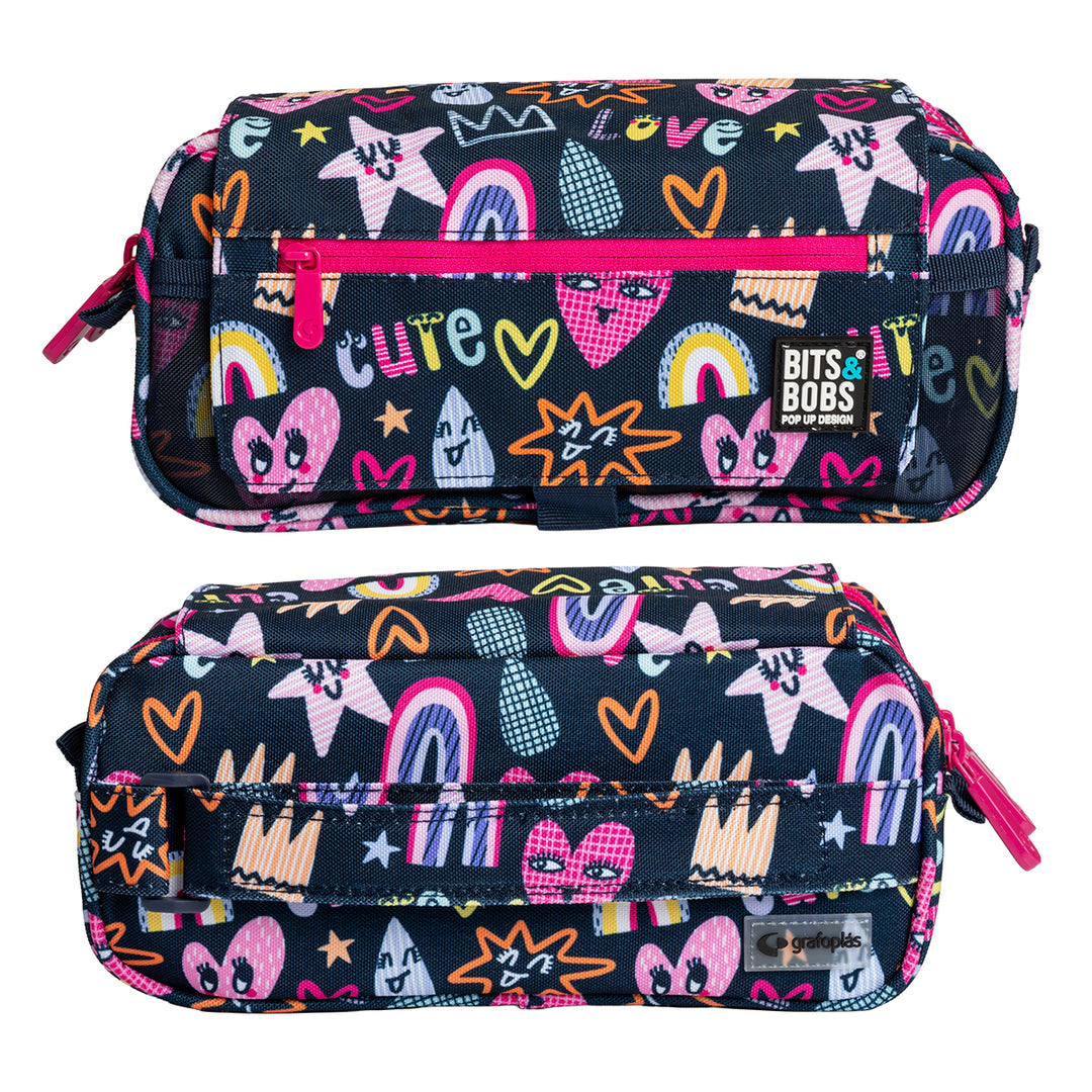 ColePack Design - Estuche Triple de 3 Cremalleras con Material Escolar Incluido. Cute