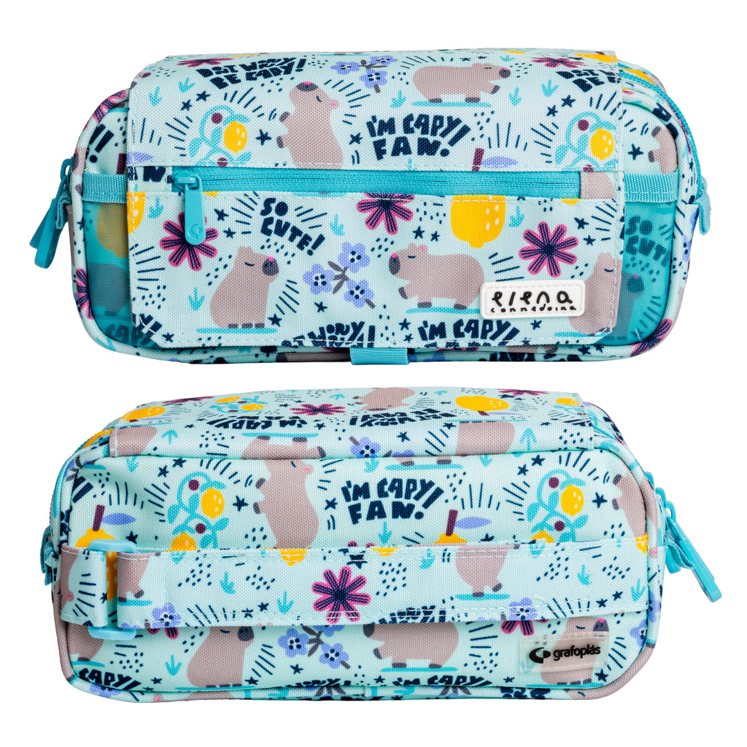 ColePack Design - Estuche Triple de 3 Cremalleras con Material Escolar Incluido. Cheerful
