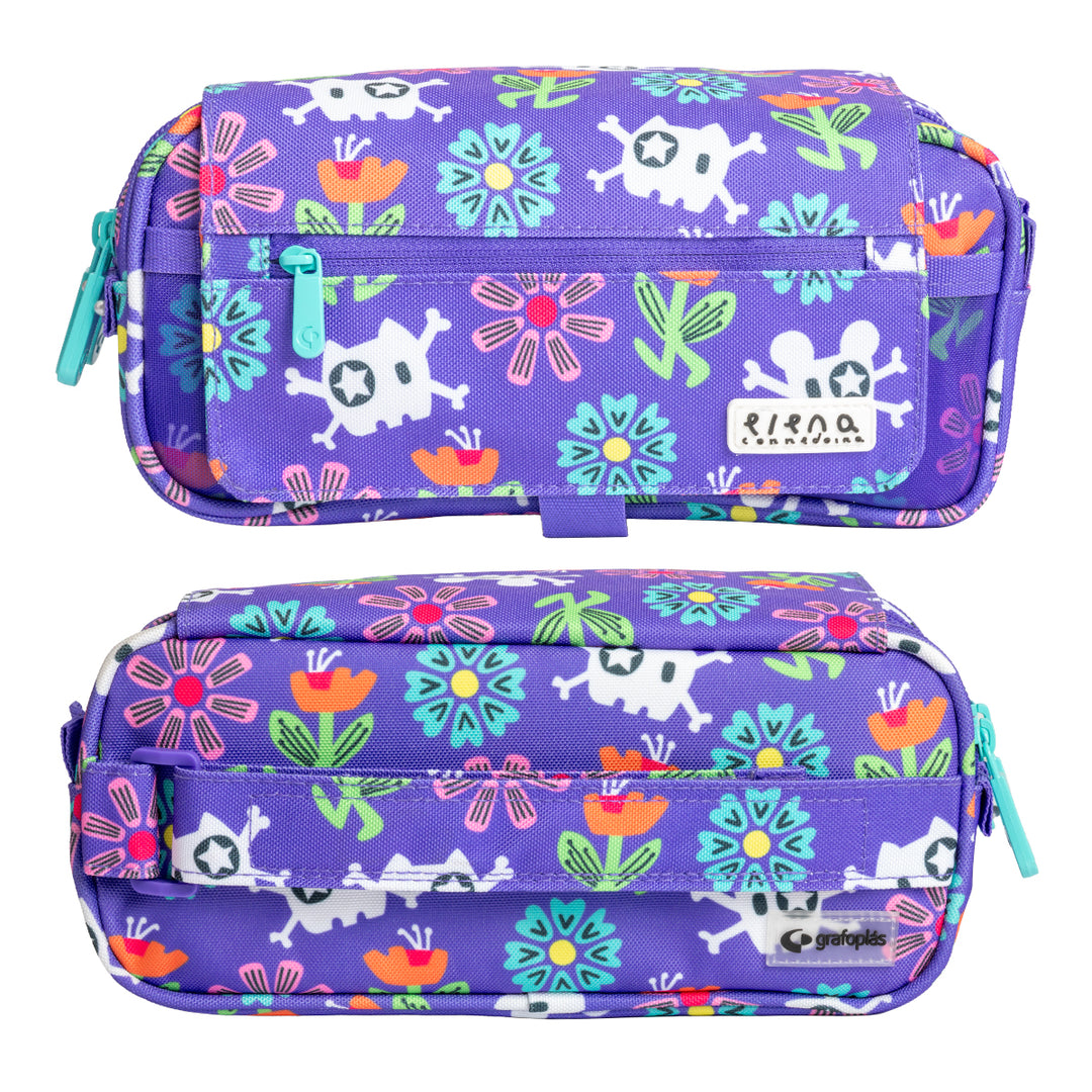 ColePack EcoDes - Estuche Triple de 3 Cremalleras con Material Escolar Incluido. Pirate