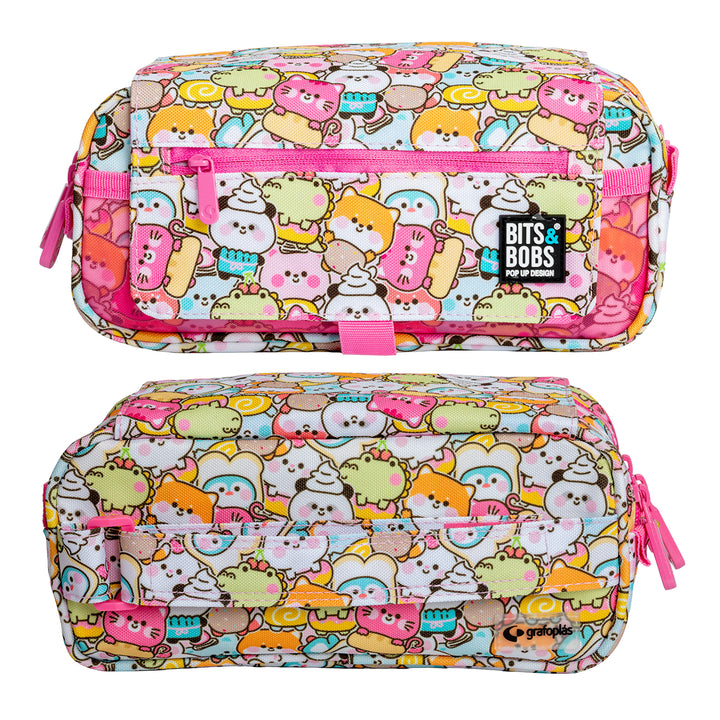 ColePack EcoDes - Estuche Triple de 3 Cremalleras con Material Escolar Incluido. Kawaii