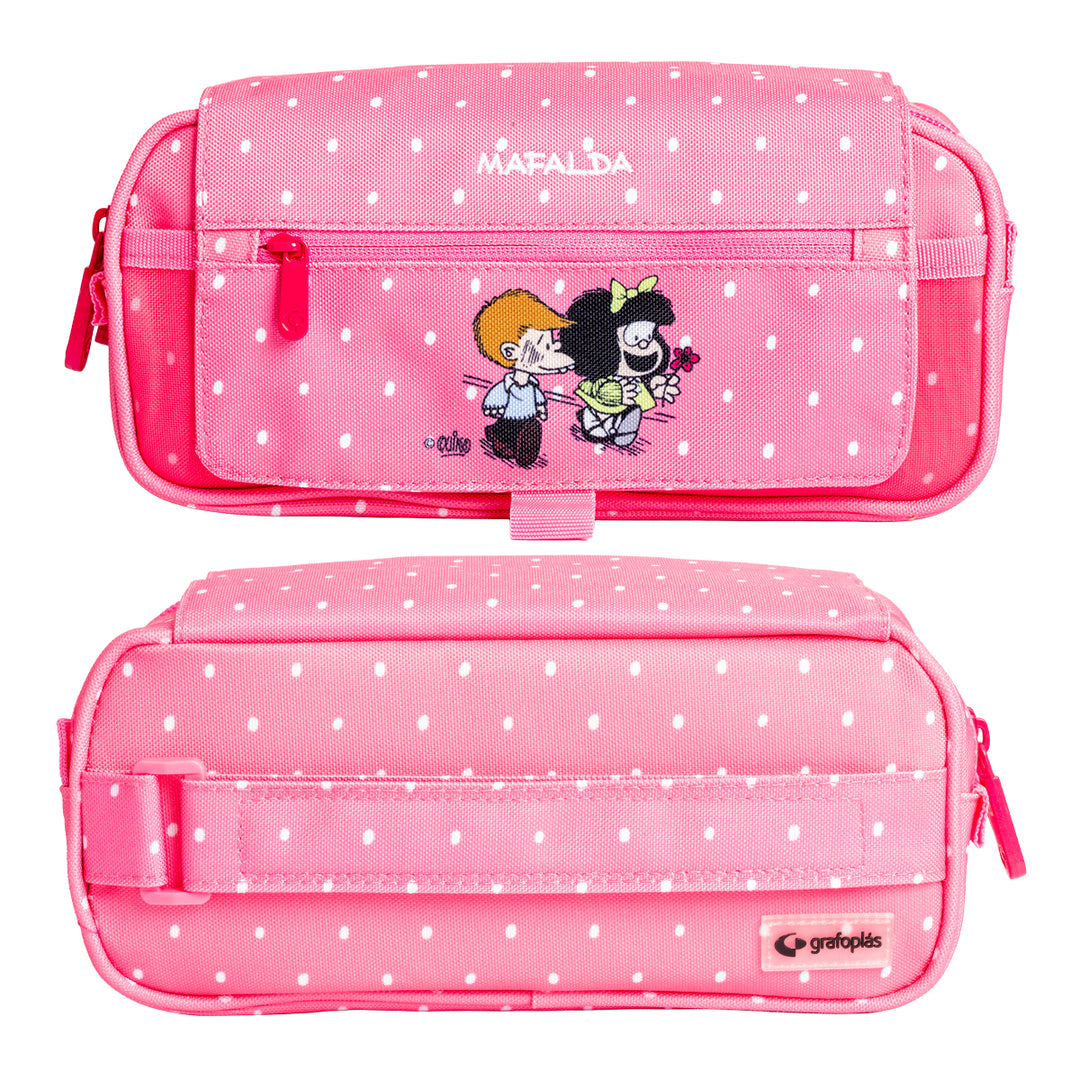 ColePack EcoDes - Estuche Triple de 3 Cremalleras con Material Escolar Incluido. Mafalda Friends