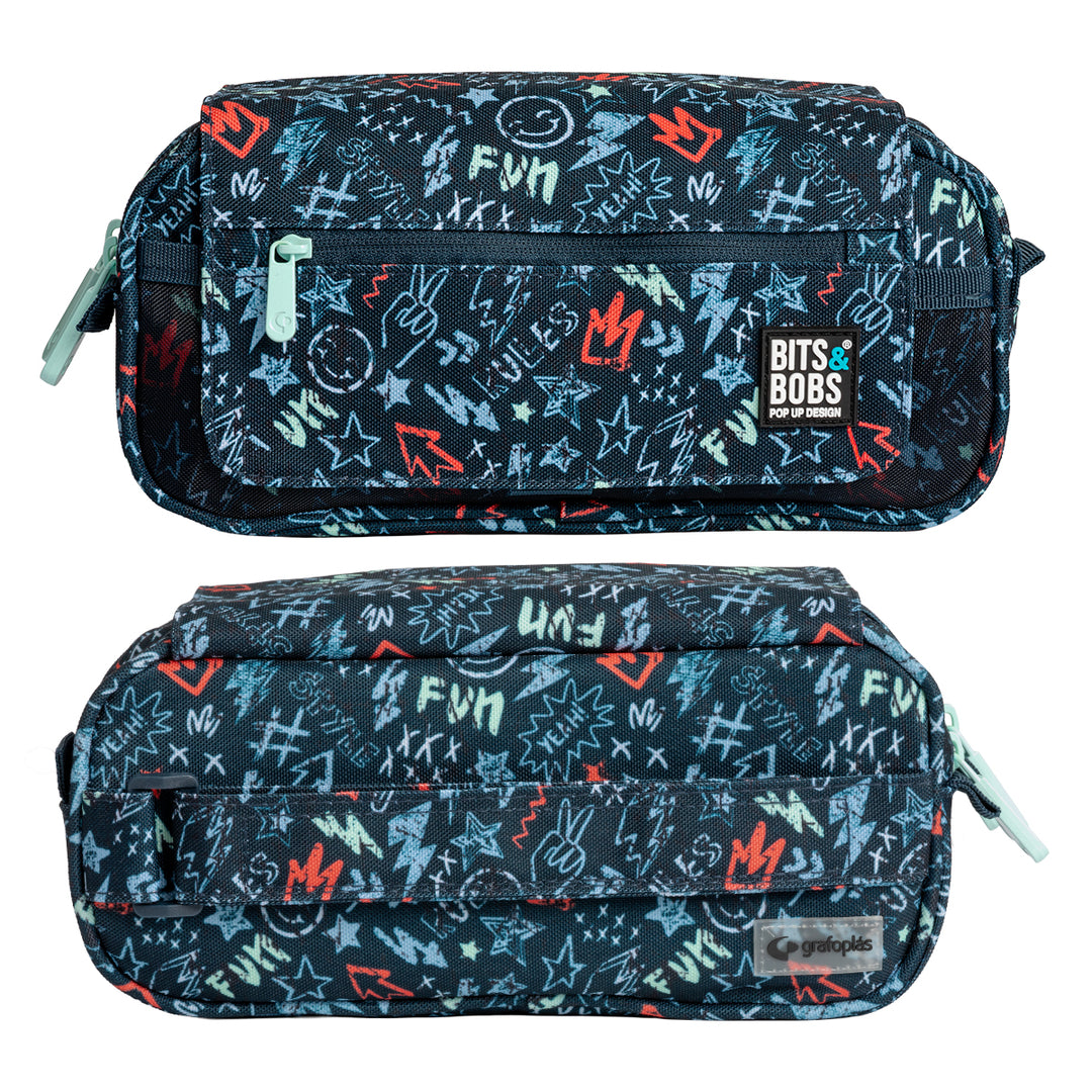 ColePack EcoDes - Estuche Triple de 3 Cremalleras con Material Escolar Incluido. Peace