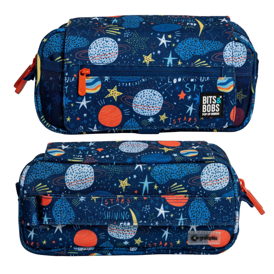 ColePack Design - Estuche Triple de 3 Cremalleras con Material Escolar Incluido. Planets