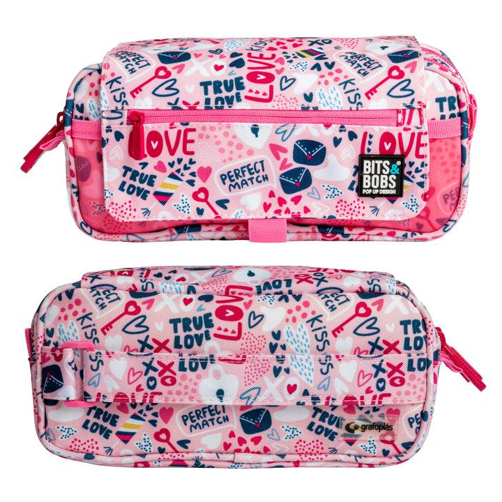 ColePack EcoDes - Estuche Triple de 3 Cremalleras con Material Escolar Incluido. True Love