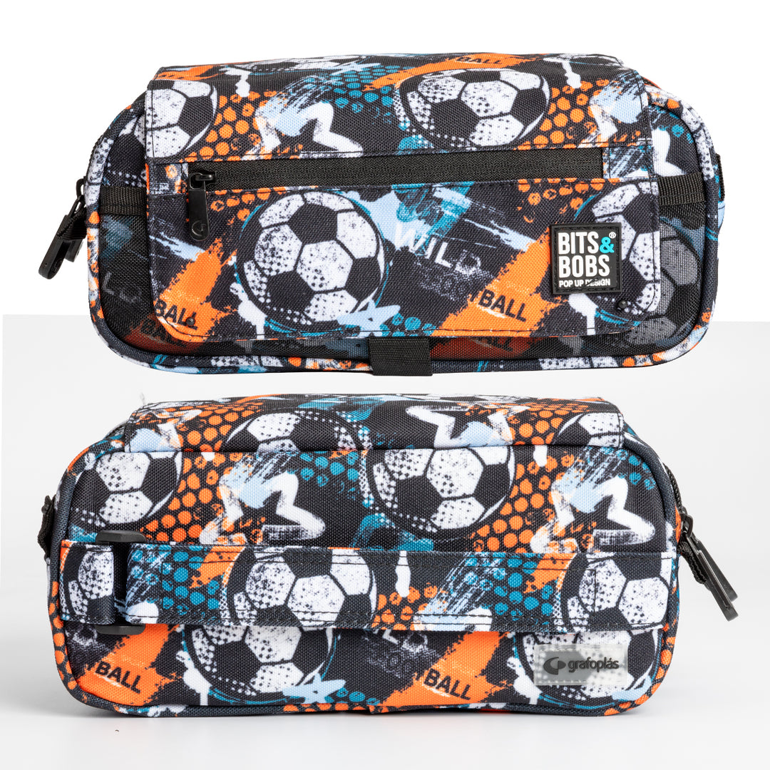 Grafoplás Design - Estuche Portatodo Triple con Solapa para Material Escolar. Wild Football