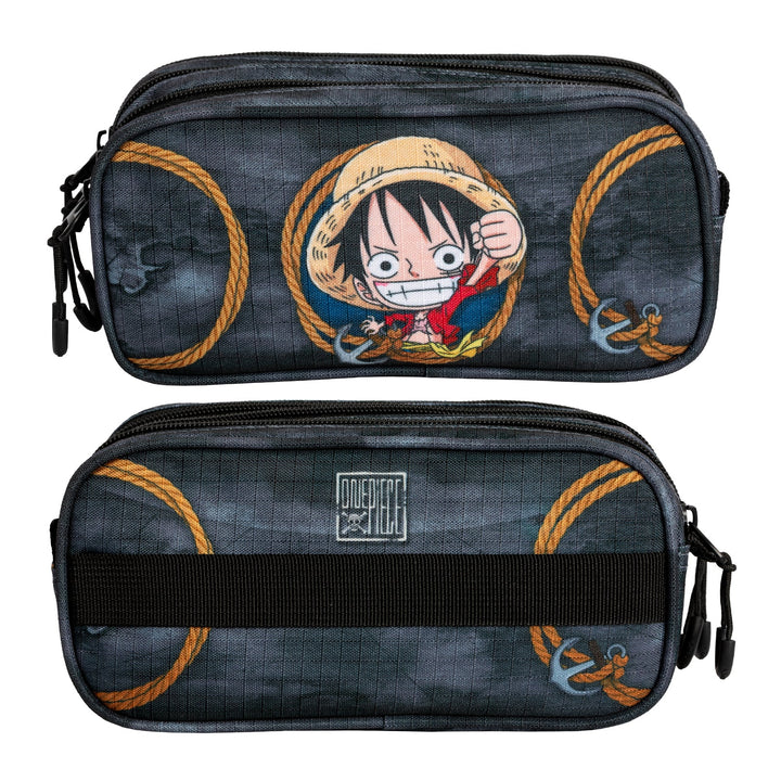 ONE PIECE Ropes - Estuche Escolar Triple Portatodo Tres Cremalleras TRICK FAN Gris