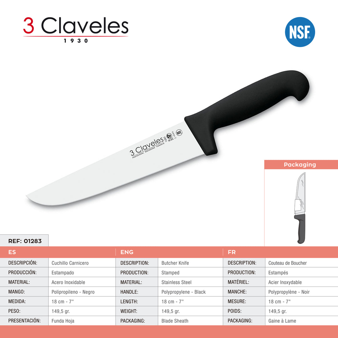 3 Claveles Gourmet - Kit Profesional de Cuchillo Jamonero Deshuesadores Chaira y Pinzas