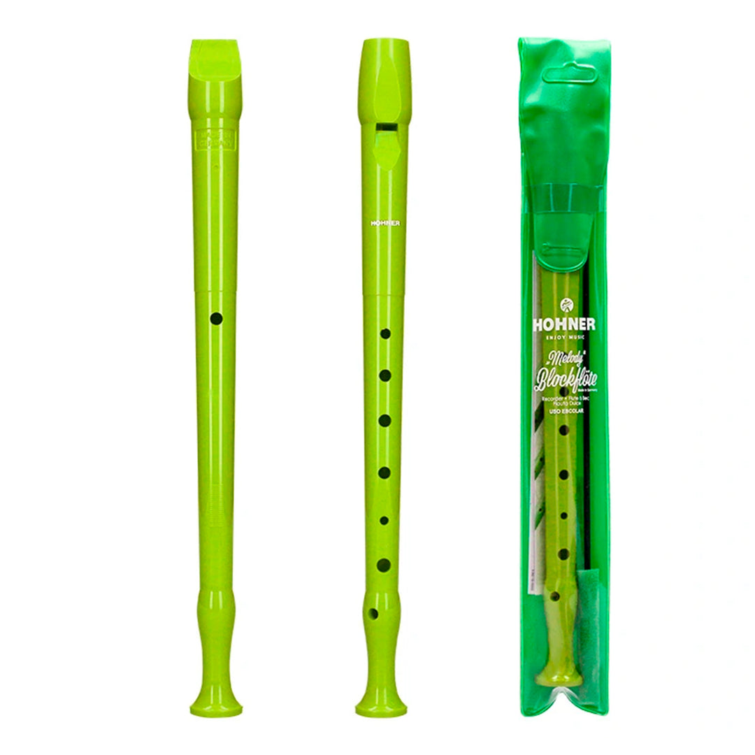HOHNER Melody - Flauta Escolar Soprano Dulce con Funda y Varilla de Limpieza. Verde
