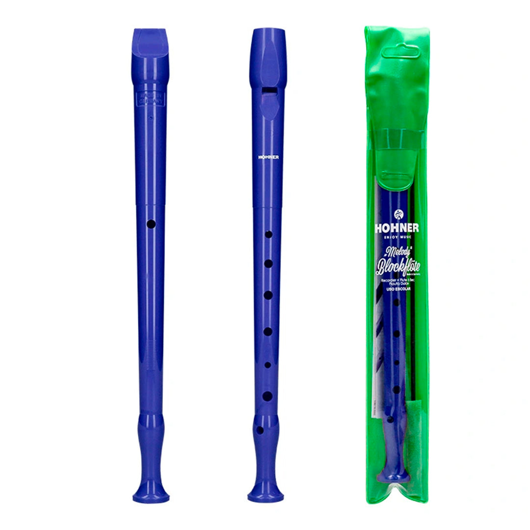 HOHNER Melody - Flauta Escolar Soprano Dulce con Funda y Varilla de Limpieza. Azul