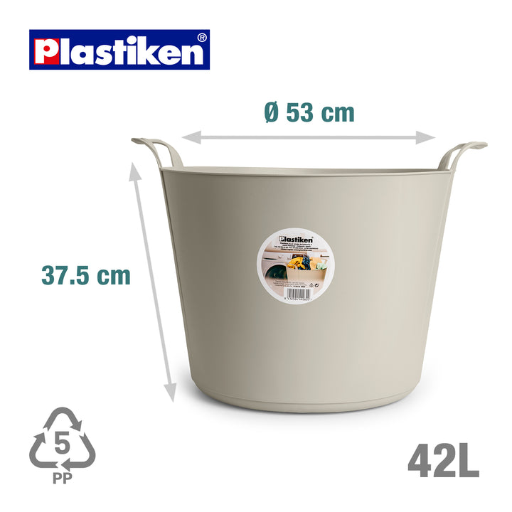 Plastiken Nature - Pack de Capazos Flexibles de 42L+26L Multiusos con Asas. Negro