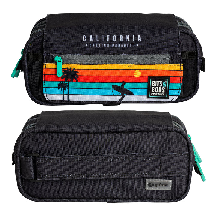 ColePack Design - Estuche Triple de 3 Cremalleras con Material Escolar Incluido. California