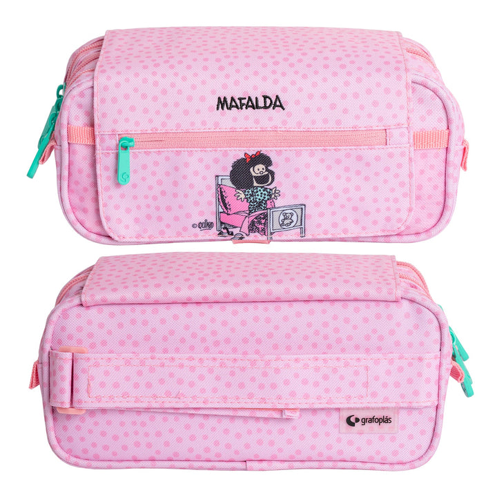 ColePack EcoDes - Estuche Triple de 3 Cremalleras con Material Escolar Incluido. Mafalda Morning