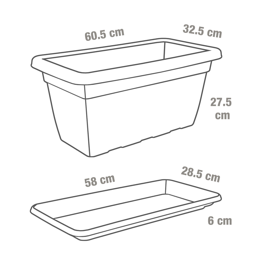 Plastic Forte - Plato para Jardinera Rectangular Reforzada de 60 cm Ancha. Terracota