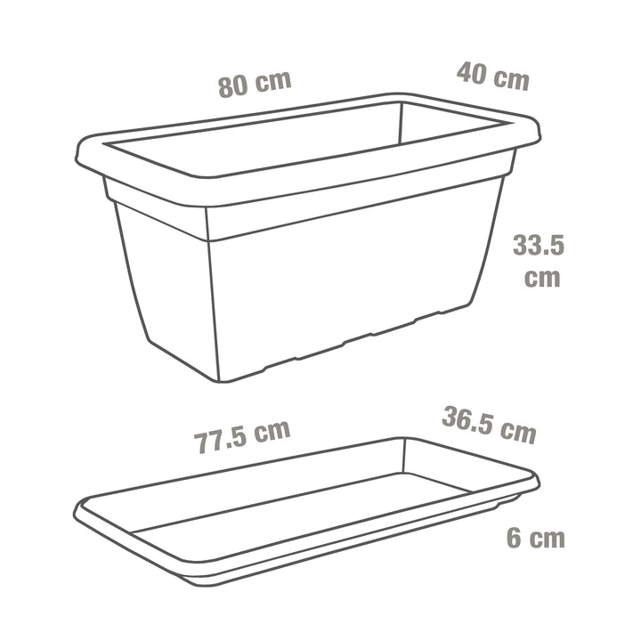 Plastic Forte - Jardinera Rectangular Reforzada de 80 cm Ancho Especial. Verde