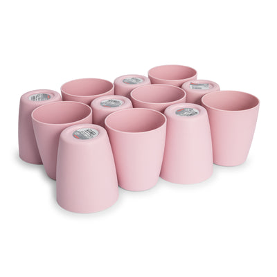 Plastic Forte Classic  - Set de 12 Vasos de Agua de 400 ml Reutilizables. Color Rosa
