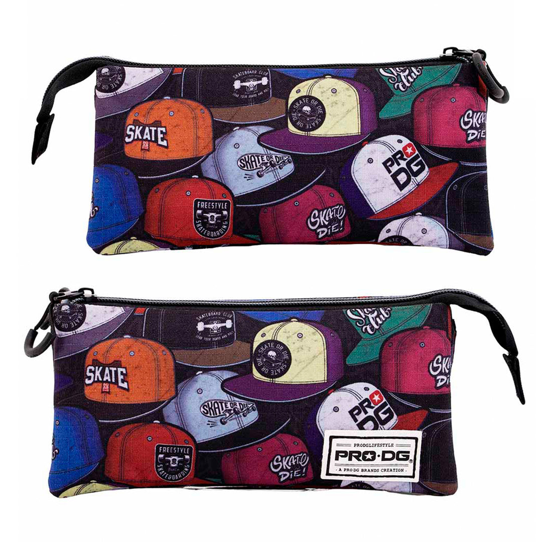 PRODG Caps - Estuche Escolar Triple Portatodo con 2 Cremalleras. Multicolor