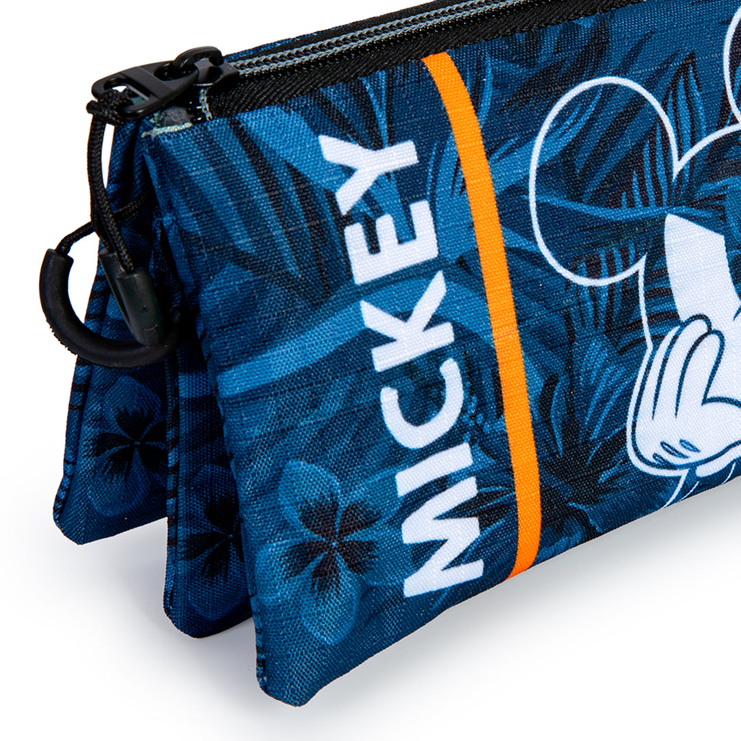 DISNEY Mickey Mouse - Estuche Escolar Triple Portatodo con 2 Cremalleras. Azul