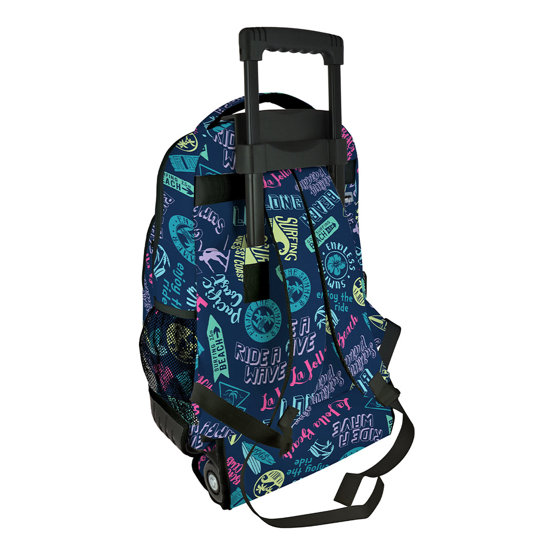 Grafoplás Design - Mochila Escolar 3 Cremalleras y Carrito Integrado. Acolchada. Beach