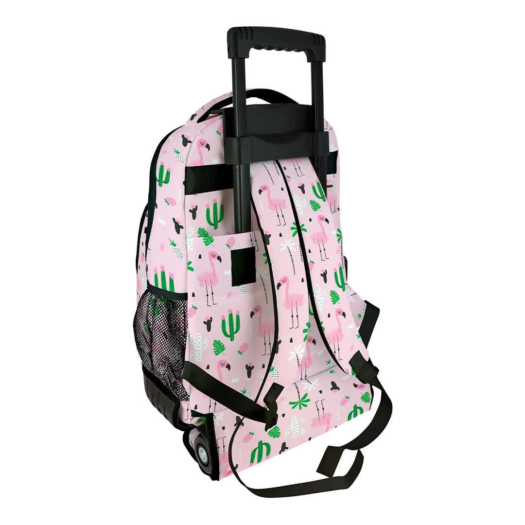 Grafoplás Design - Mochila Escolar 3 Cremalleras y Carrito Integrado. Acolchada. Tropical