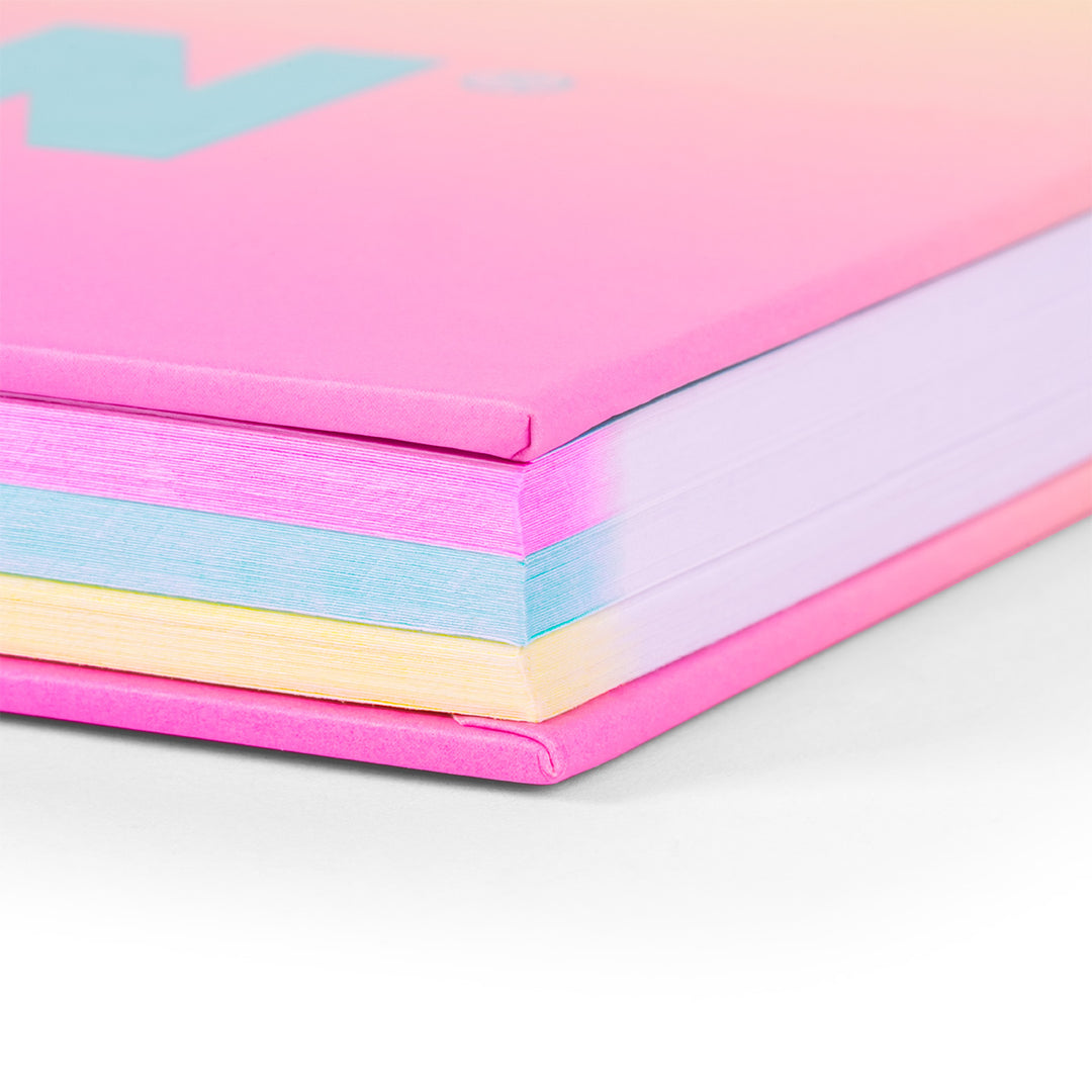 MILAN Sunset - Pack 3 Cuadernos A4 Espiral y Tapa Dura. Papel Cuadriculado 90 Hojas 95gr Rosa