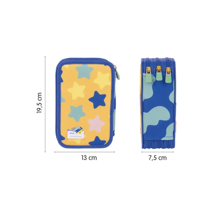 MILAN - Plumier de 3 Pisos con Contenido de 49 Piezas de Material Escolar. Blue Odyssey