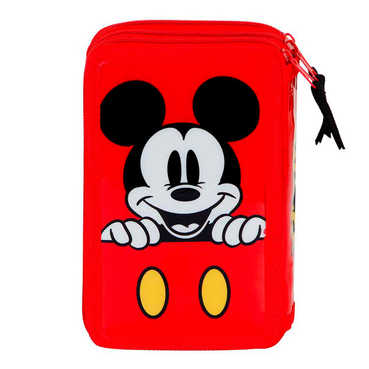 KARACTERMANIA - Estuche Plumier Triple Completo con 44 Piezas. Disney Mickey Mouse