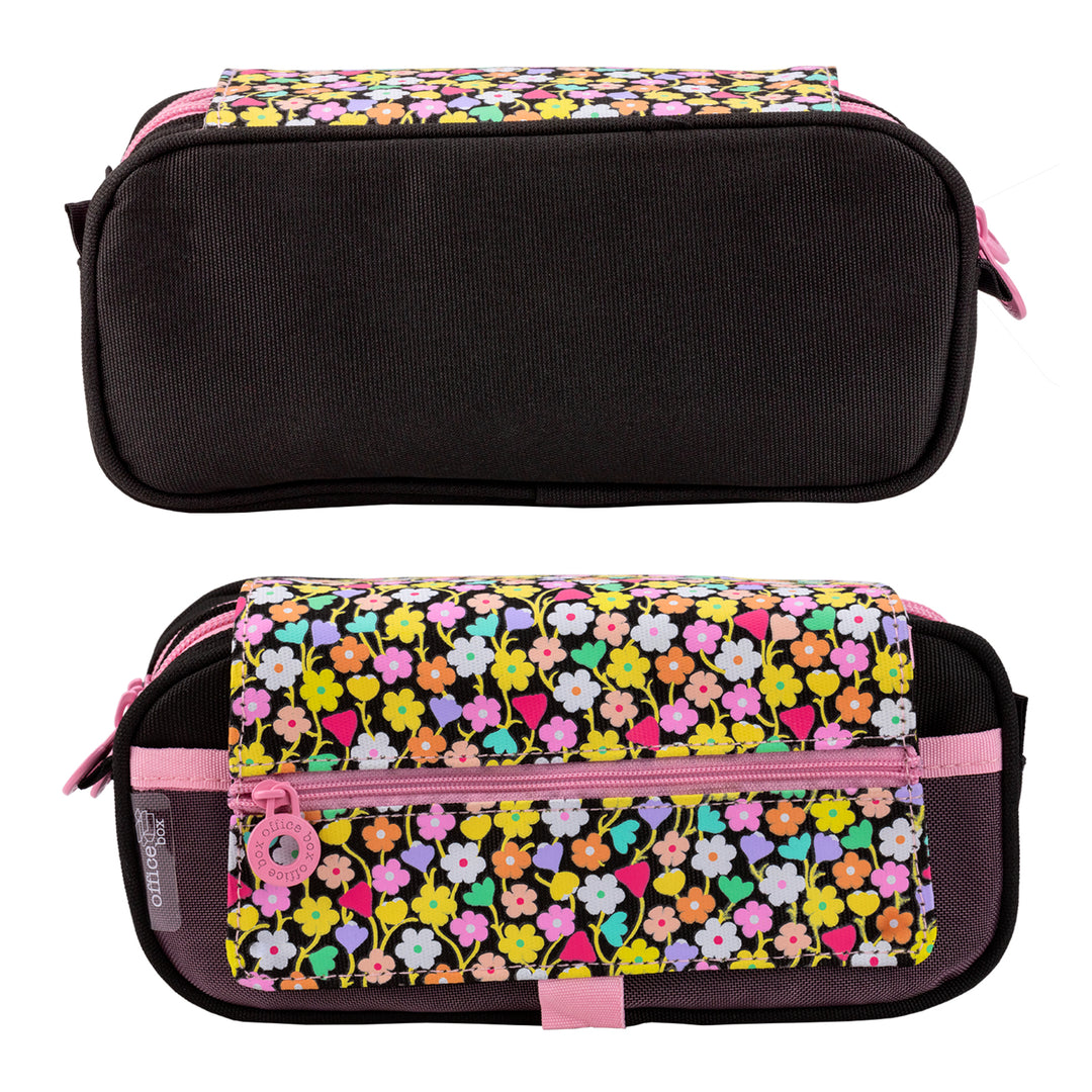 ColePack Design - Estuche Triple de 3 Cremalleras con Material Escolar Incluido. Flowers