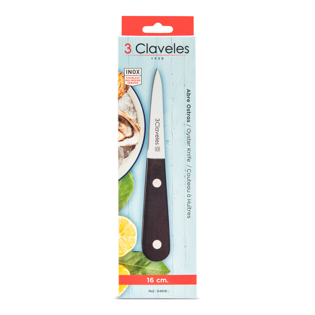 3 Claveles POM - Abre Ostras de 16 cm Acero Inoxidable con Mango de Polipropileno