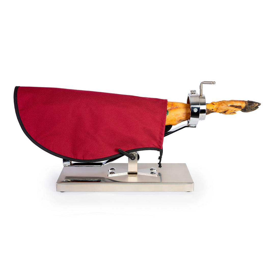 BELLO Mulhacén - Soporte Jamonero Basculante en Acero Inoxidable con Cubrejamón