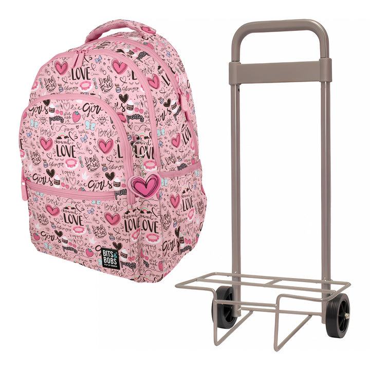 Grafoplás - Carrito Metalico para Mochilas Escolares. Desplegable hasta 91 cm. Color Plata