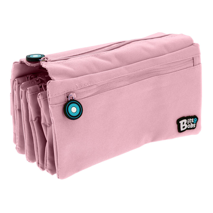 ColePack Eco36 - Estuche Cuadruple de 4 Cremalleras con Material Escolar Incluido. Rosa Soft