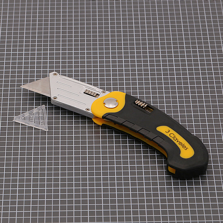 3 Claveles - Cutter Navaja Profesional Plegable Alto Rendimiento. Cuchilla Trapezoidal 19 mm