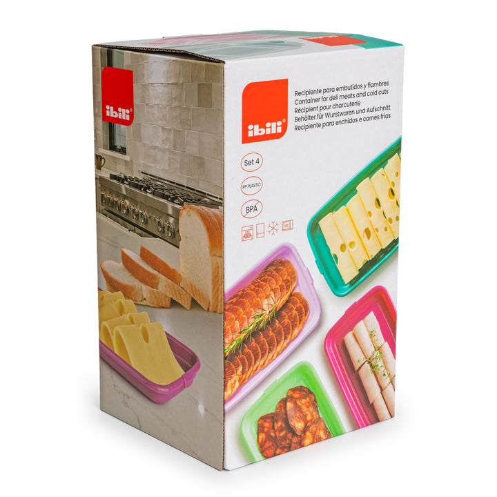 IBILI Deli - Lote de 4 Recipientes Apilables Porta Embutidos y Alimentos. Color Surtido 2026
