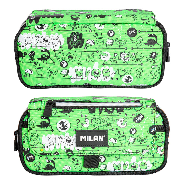 Milan Tandem - Estuche Portatodo Triple con Cuatro Cremalleras para Material Escolar